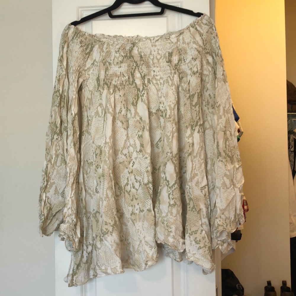 Off the shoulder snakeskin dress